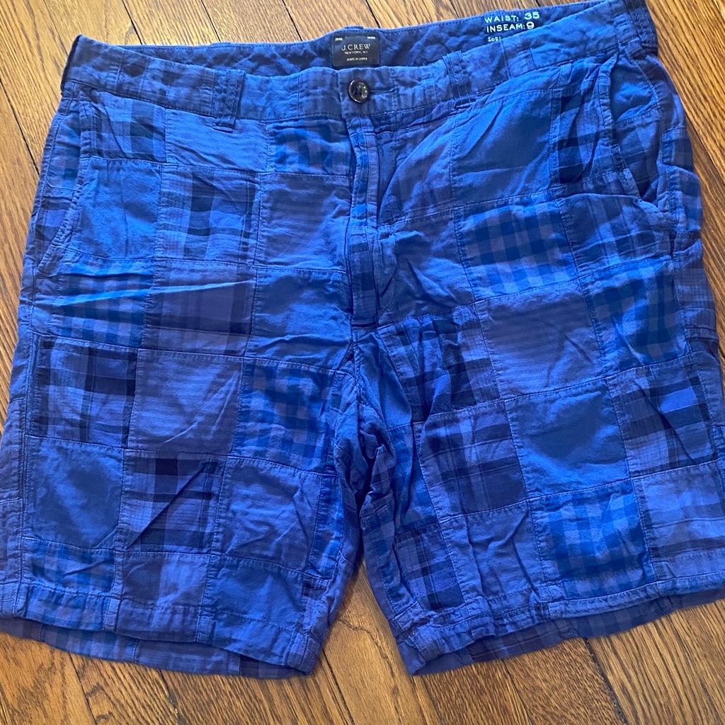 J. Crew Blue Patchwork Plaid Cotton Shorts